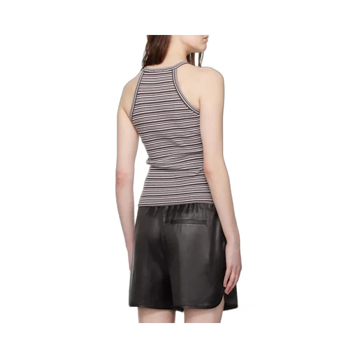 Monogram-Embroidered Striped Organic Cotton Tank Top