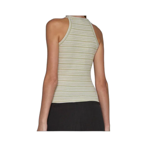 Monogram-Embroidered Striped Organic Cotton Tank Top