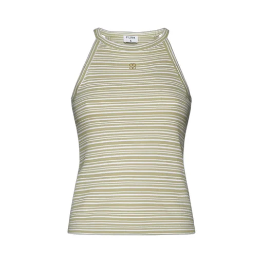 Monogram-Embroidered Striped Organic Cotton Tank Top