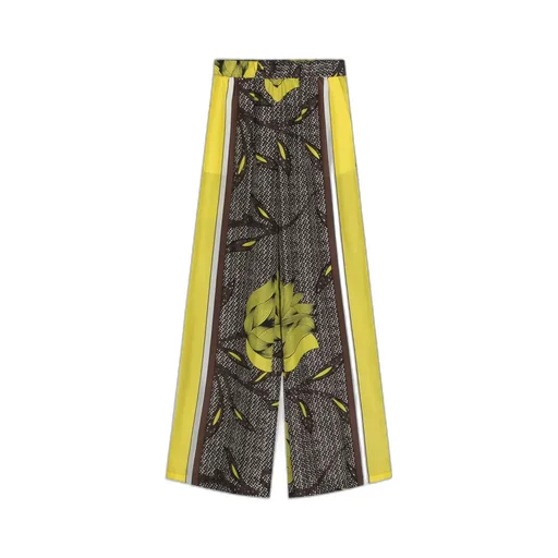 Floral-Print Silk Trousers