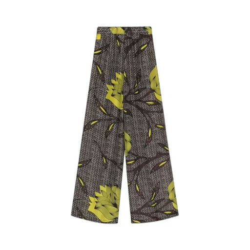 Floral-Print Silk Trousers