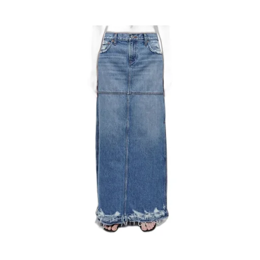 Split Mid-Rise Denim Skirt