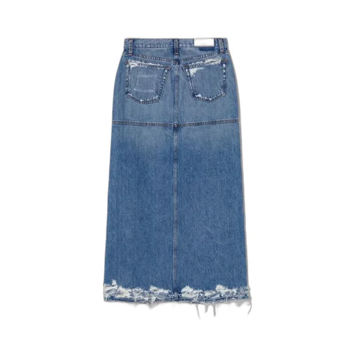 Split Mid-Rise Denim Skirt