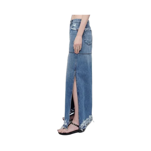 Split Mid-Rise Denim Skirt