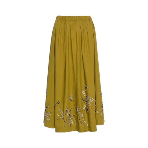Crystal-Embellished Flared Midi Skirt