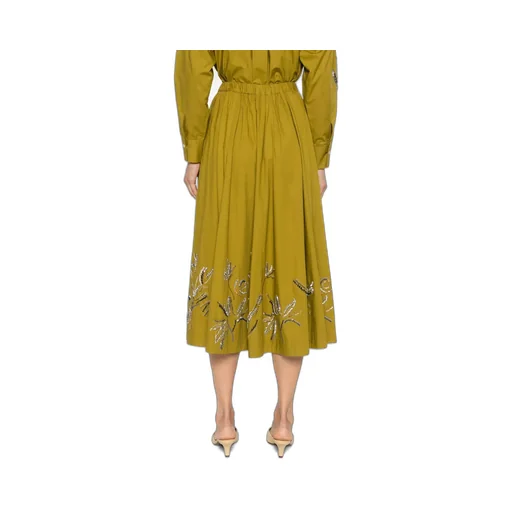 Crystal-Embellished Flared Midi Skirt