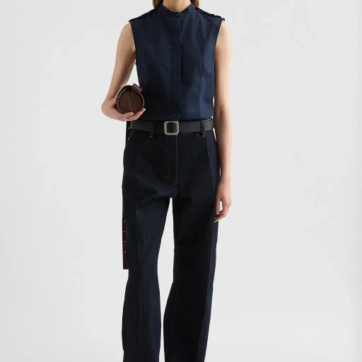 Cotton Poplin Ruffle Top
