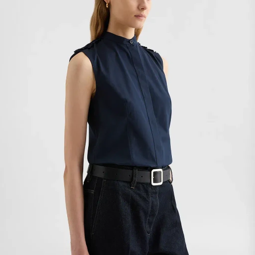 Cotton Poplin Ruffle Top