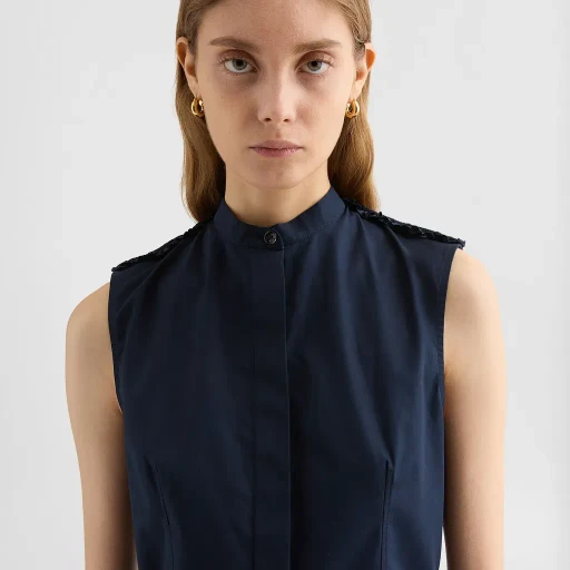 Cotton Poplin Ruffle Top