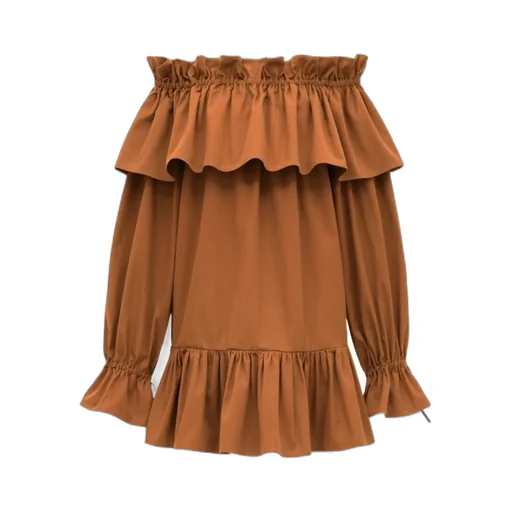 Saint Laurent Ruffled Off-Shoulder Dress