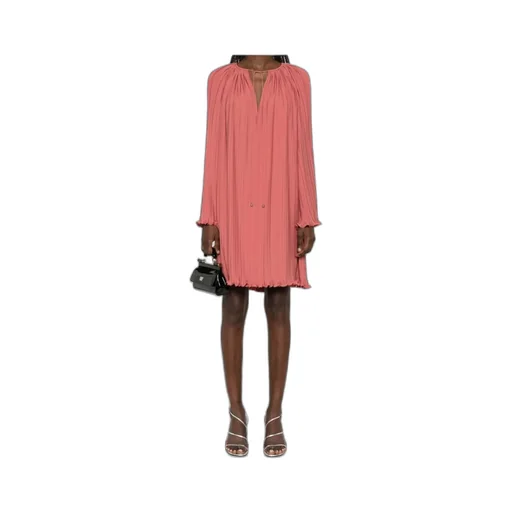 Lanvin Drawstring Neck Ruffled Trim Dress