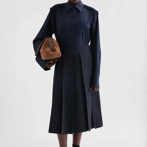 Cotton Poplin Ruffle Shirt