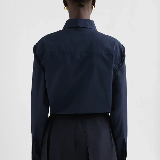 Cotton Poplin Ruffle Shirt