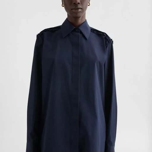 Cotton Poplin Ruffle Shirt