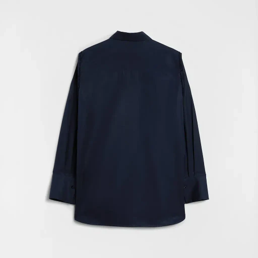 Cotton Poplin Ruffle Shirt