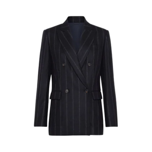 Brunello Cucinelli Pinstriped Straight Hem Blazer