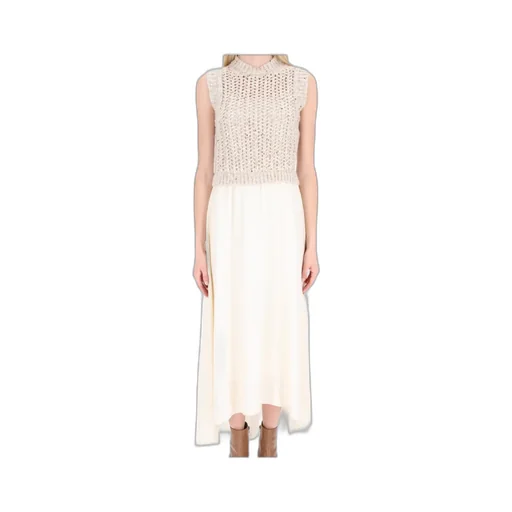 Peserico Layered Chunky-Knitted Long Dress