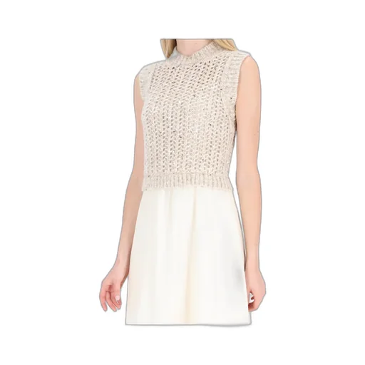 Peserico Layered Chunky-Knitted Long Dress