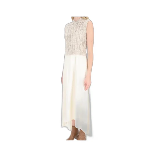 Peserico Layered Chunky-Knitted Long Dress
