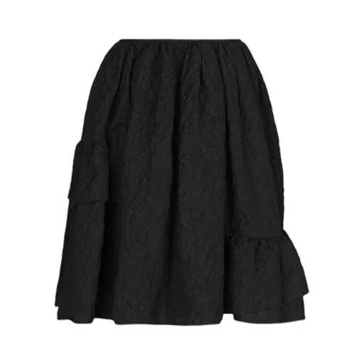 Vanilla Matelassé-Effect Midi Skirt