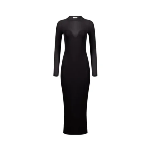 Textured Semi-Sheer Midi Dress