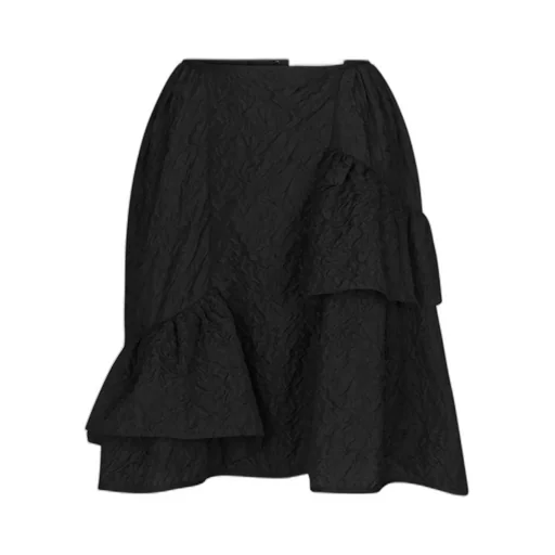 Vanilla Matelassé-Effect Midi Skirt
