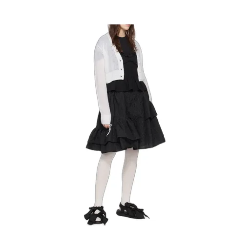 Vanilla Matelassé-Effect Midi Skirt