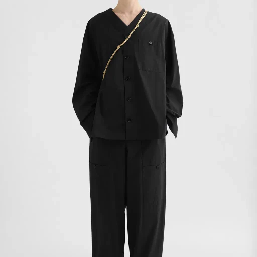 Cotton Poplin V-Neck Shirt