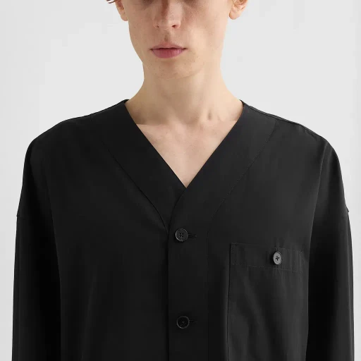 Cotton Poplin V-Neck Shirt