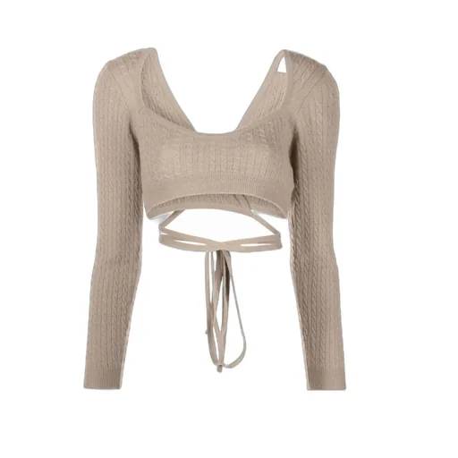 Cropped Tie Cardigan