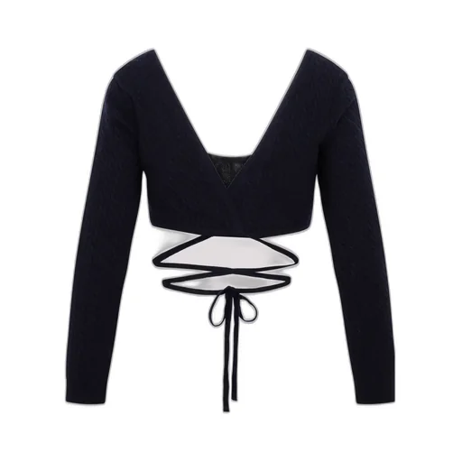 Cropped Tie Cardigan
