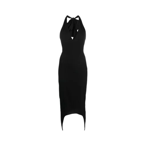 Halter V-Neck Midi Dress