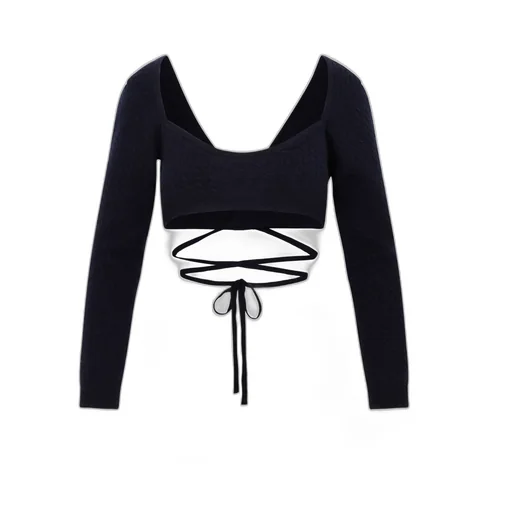 Cropped Tie Cardigan