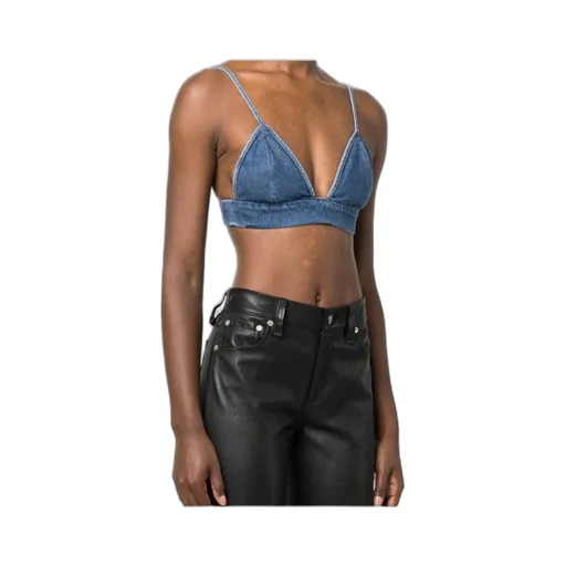 Triangle-Cup Denim Crop Top