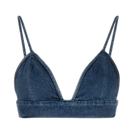 Triangle-Cup Denim Crop Top