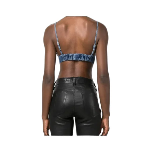 Triangle-Cup Denim Crop Top