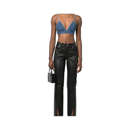 Triangle-Cup Denim Crop Top