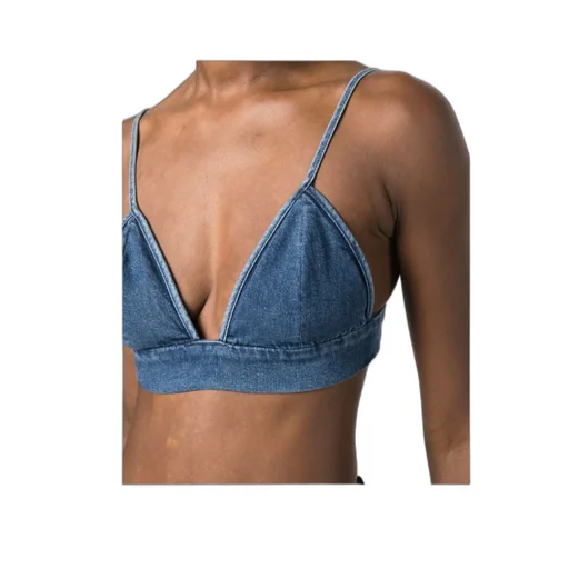 Triangle-Cup Denim Crop Top