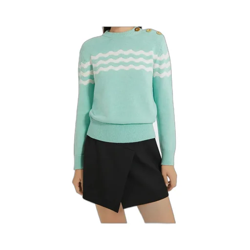 Wave-Pattern Crew-Neck Jumper