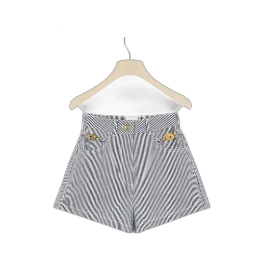 Patou Striped Denim Mini Shorts