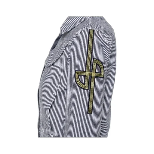 Patou Striped Collared Button-Up Coat
