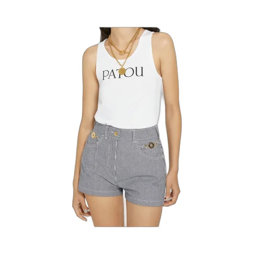 Patou Striped Denim Mini Shorts