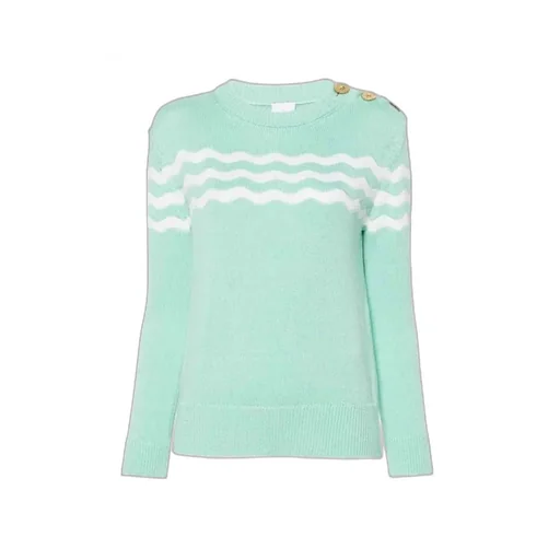 Wave-Pattern Crew-Neck Jumper