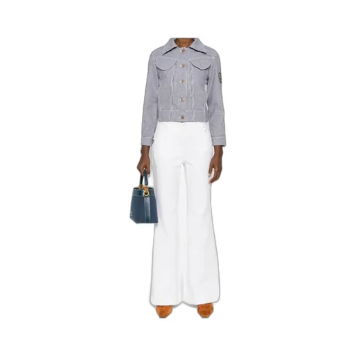 Patou Striped Collared Button-Up Coat