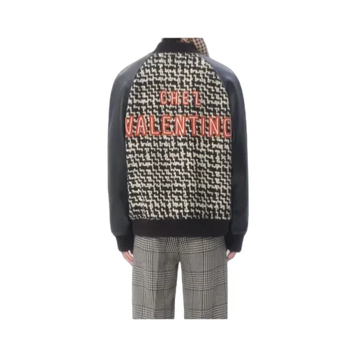Valentino Garavani Tweed Panelled Zip-Up Bomber Jacket