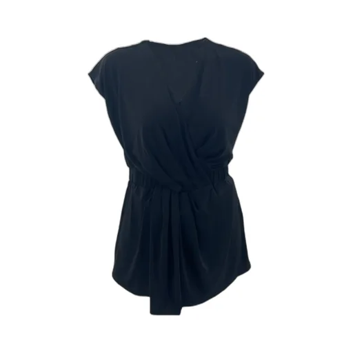 V-Neck Pleated Sleeveless Short-Sleeved T-Shirt