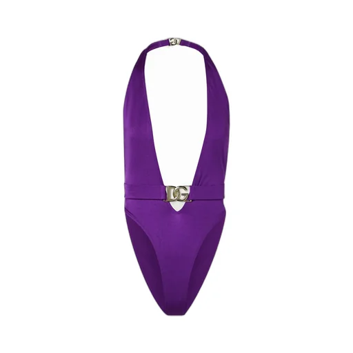 Logo-Plaque Halterneck Swimsuit
