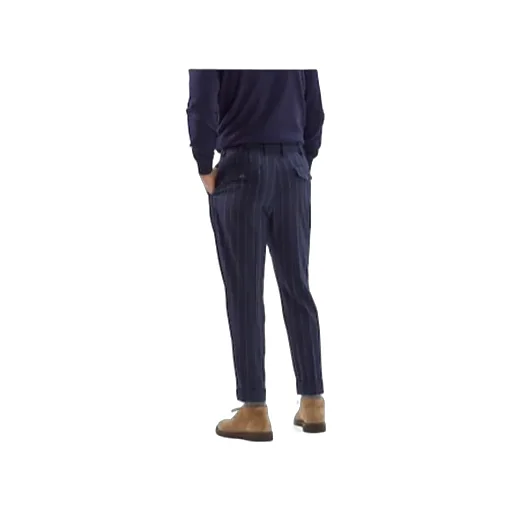 Pinstripe-Print Straight-Leg Trousers
