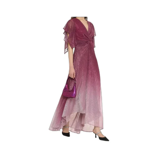 Metallic-Effect Asymmetric Midi Dress