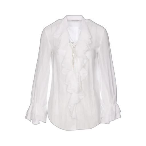 Ruffle-Collar Long-Sleeve Blouse